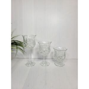 Vintage Homco Candle Holders, Scalloped Tulip Shape Glass, Set of 3